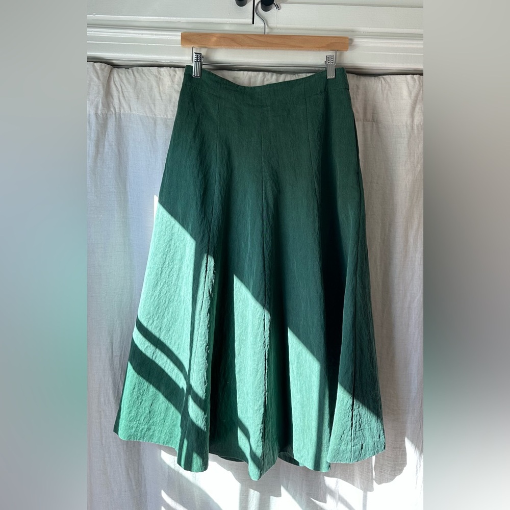 Luxury green midi skirt.